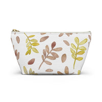 Watercolor Tossed Leaves Accessory Pouch w T-bottom in Red
